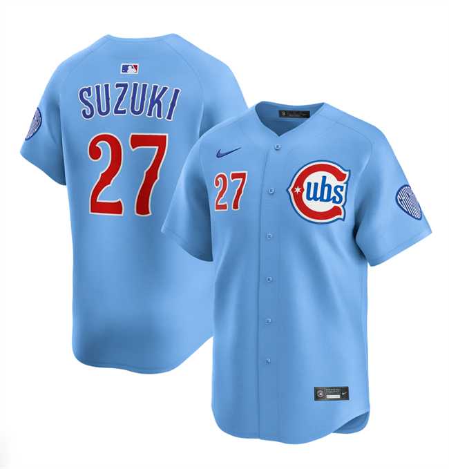 Men%27s Chicago Cubs #27 Seiya Suzuki Blue 2024-25 2nd Alternate Limited Stitched Jersey Dzhi